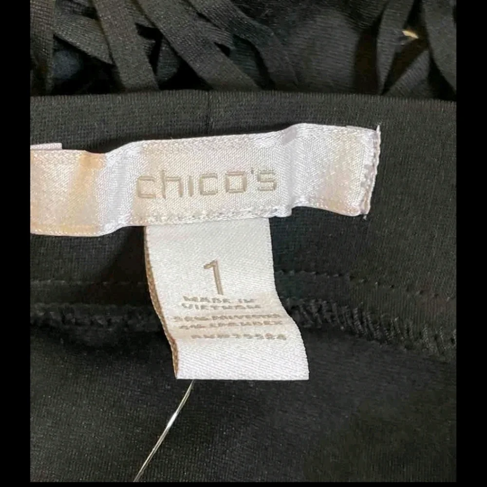 Black Chico's Elegant Black Tiered Fringe Mini Skirt - Picture 5 of 8